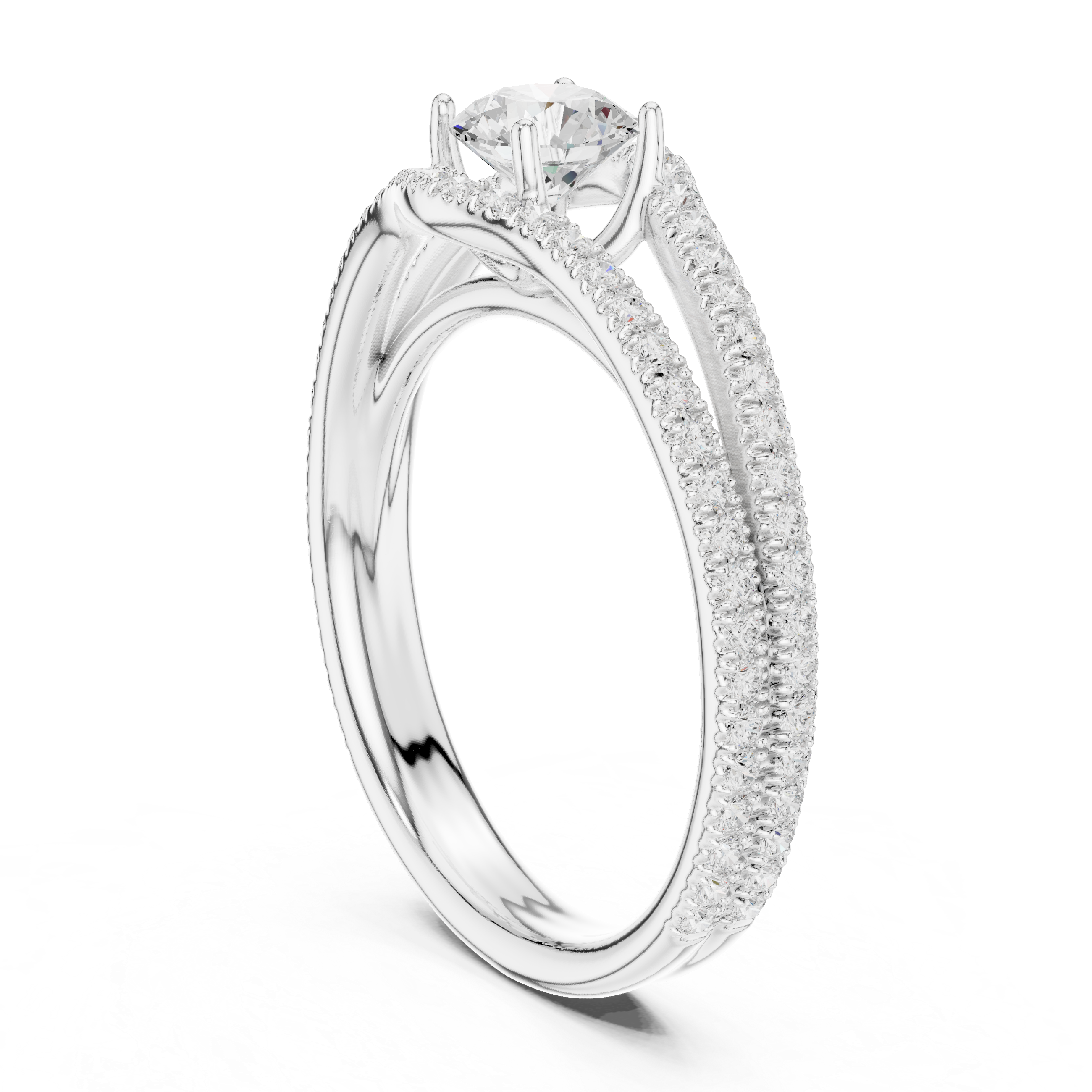Classic Elegance Rose Gold Diamond Pav? Split Shank Engagement Ring