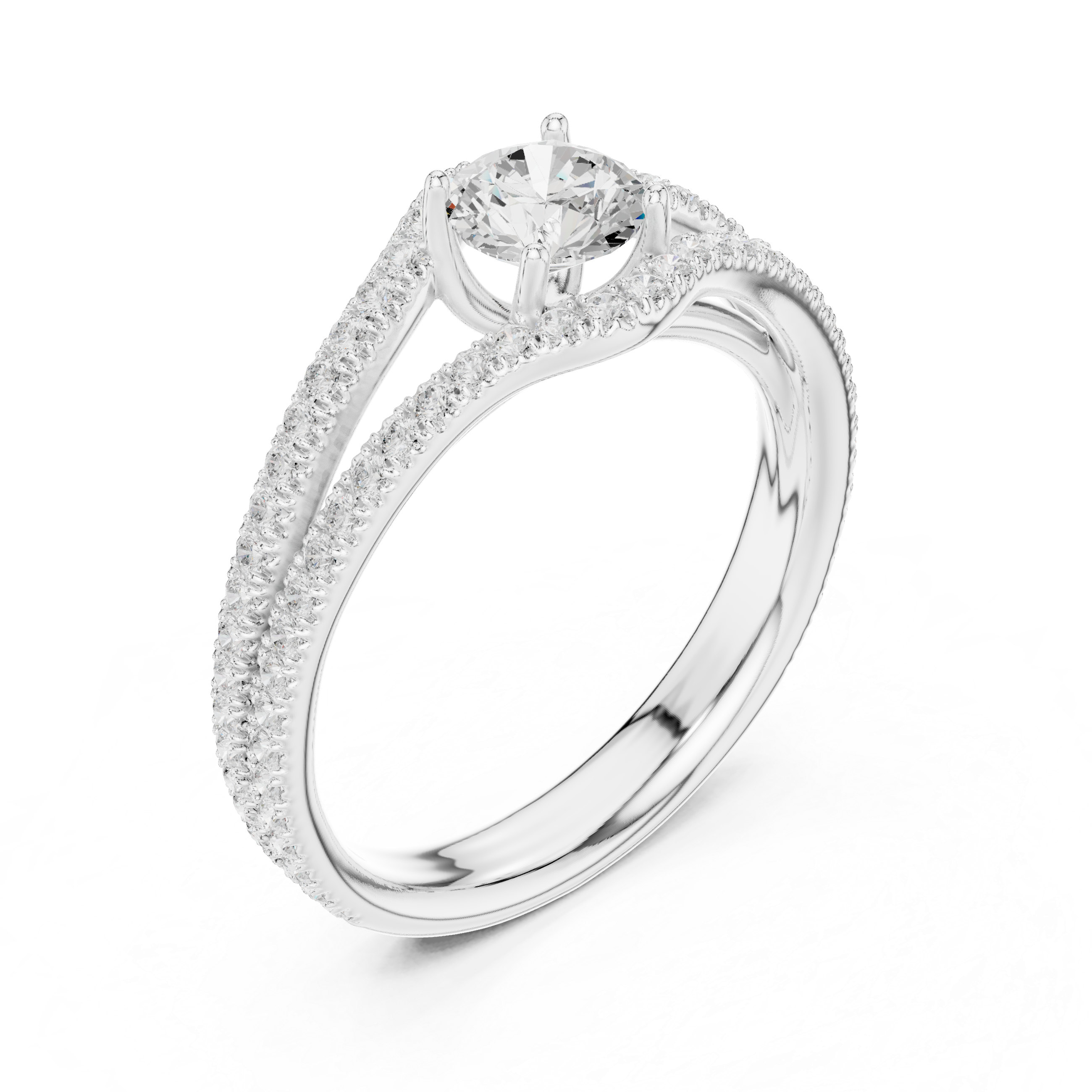 Classic Elegance Rose Gold Diamond Pav? Split Shank Engagement Ring