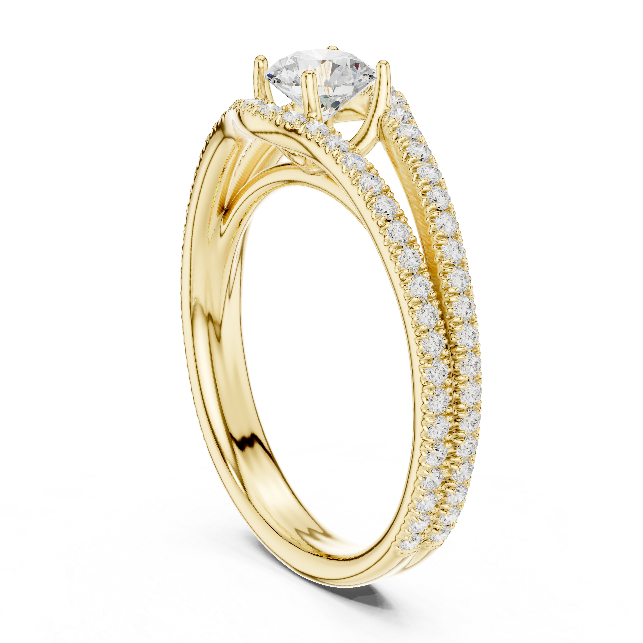 Classic Elegance Rose Gold Diamond Pav? Split Shank Engagement Ring