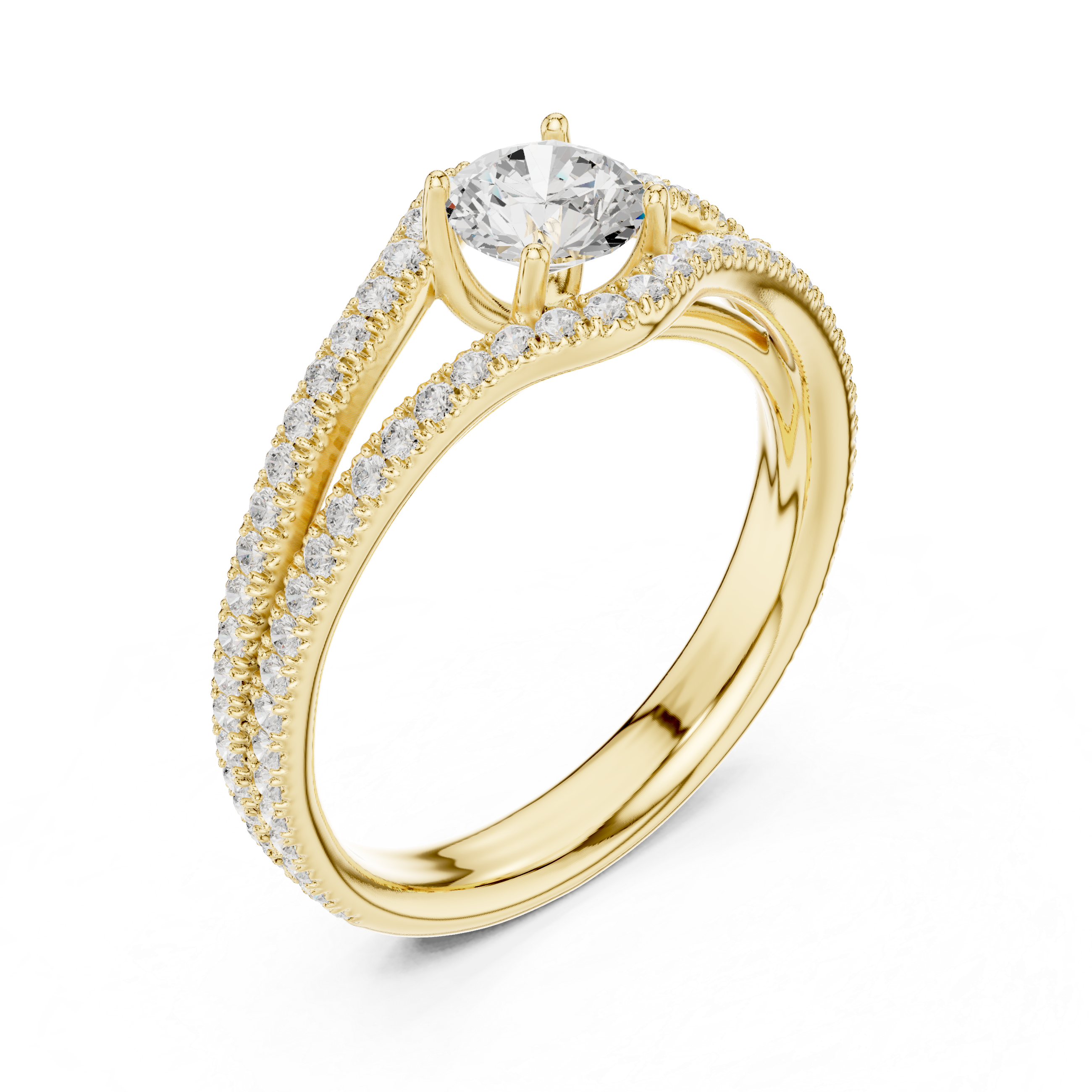 Classic Elegance Rose Gold Diamond Pav? Split Shank Engagement Ring