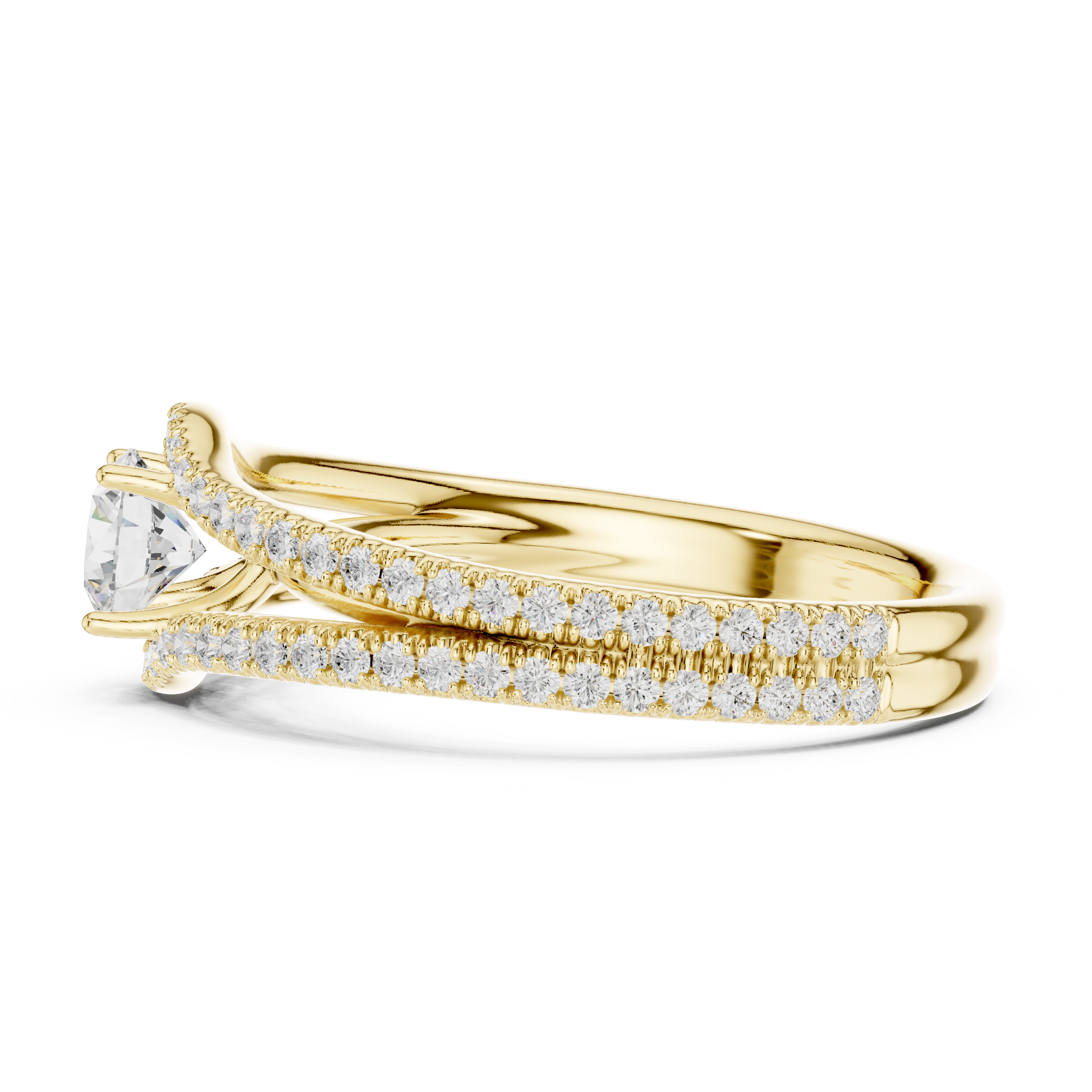 Classic Elegance Rose Gold Diamond Pav? Split Shank Engagement Ring