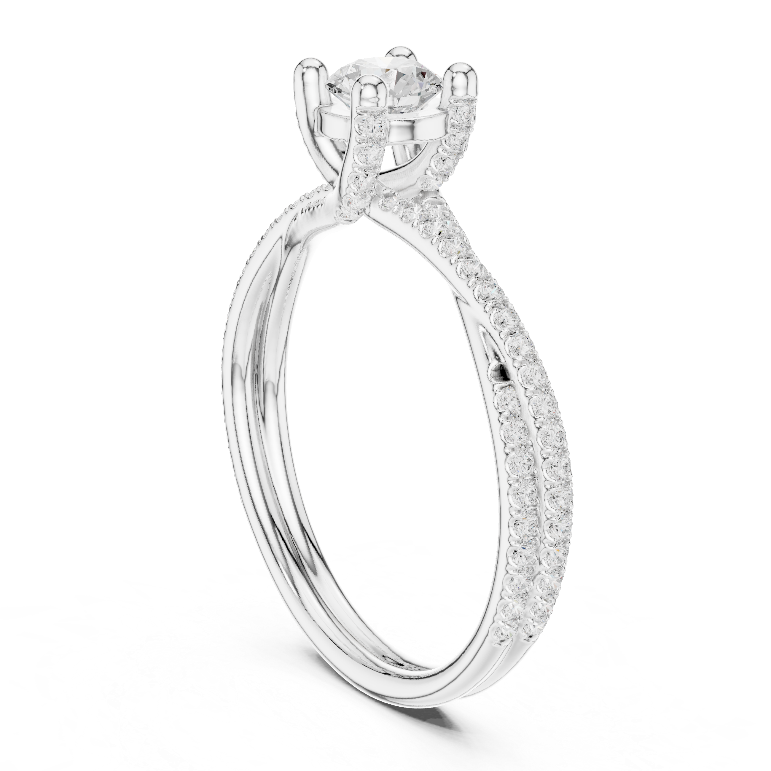 Pav? Split Shank Engagement Ring