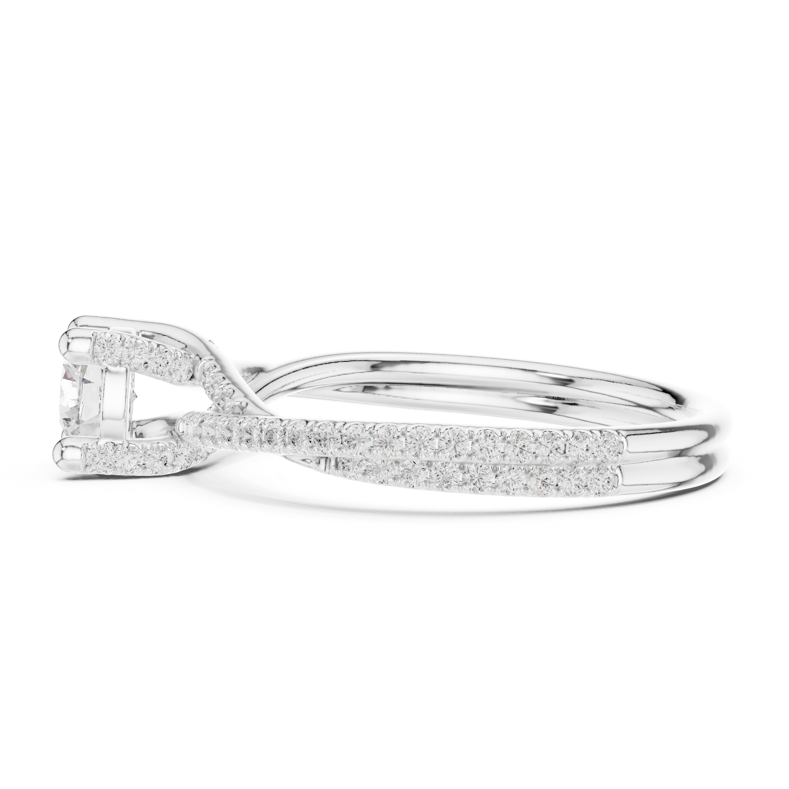 Pav? Split Shank Engagement Ring
