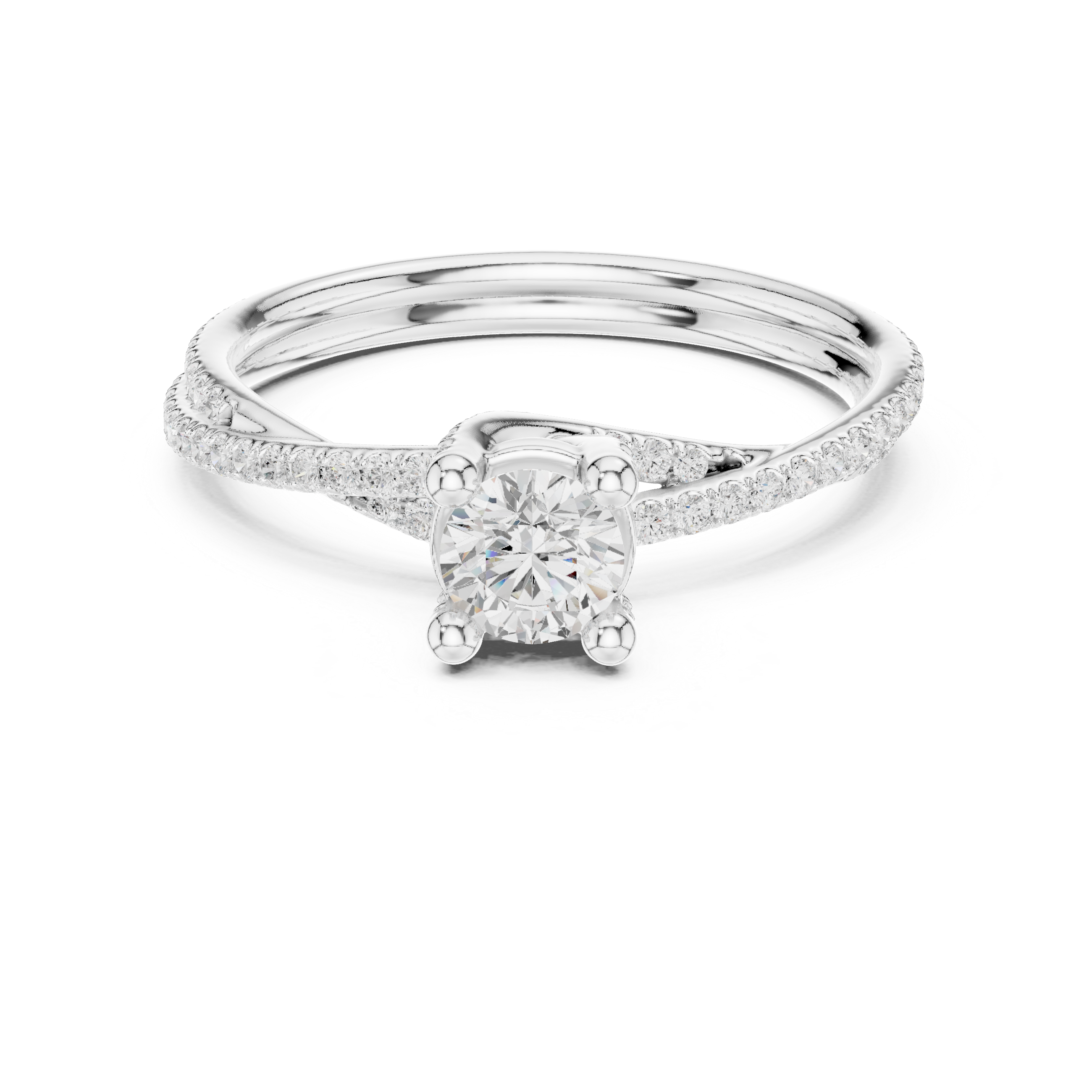 Pav? Split Shank Engagement Ring