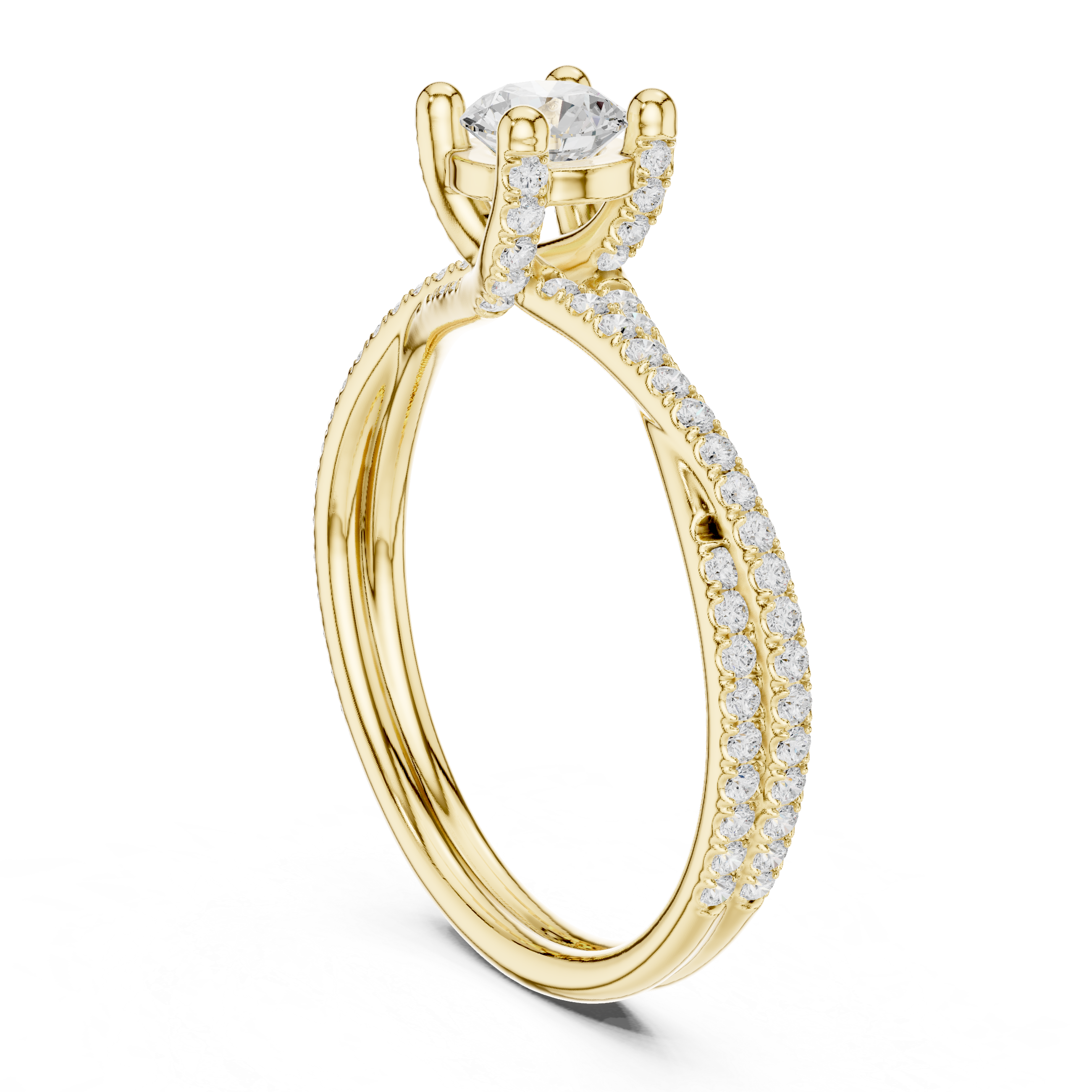 Pav? Split Shank Engagement Ring