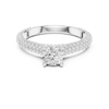 round brilliant center diamond and a triple row of pav?-set diamonds