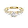 round brilliant center diamond and a triple row of pav?-set diamonds
