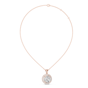 Radiant Rose Gold Diamond Halo Pendant