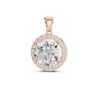 Radiant Rose Gold Diamond Halo Pendant