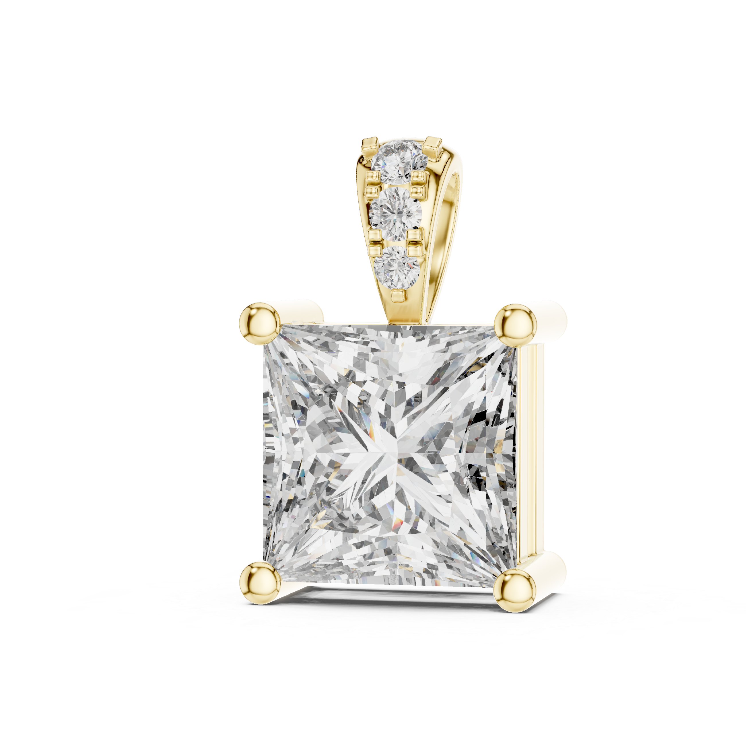 Elegant Princess Cut Diamond Pendant