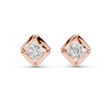 Rose Gold Diamond Stud Earrings with Geometric Setting