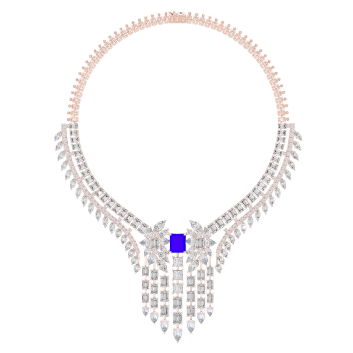 Regal Blue Gemstone and Diamond Statement Necklace