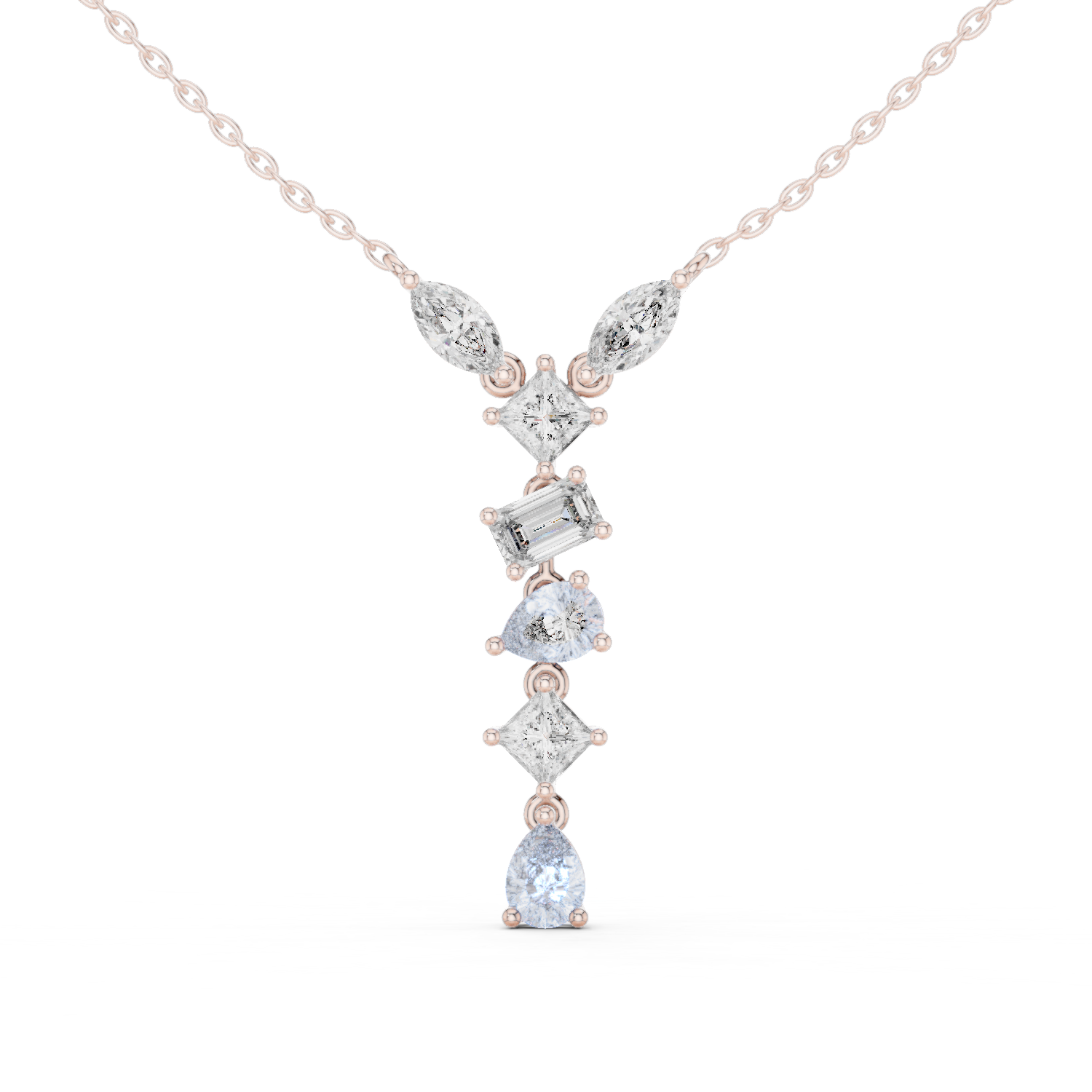 Multi-Cut Diamond Drop Necklace