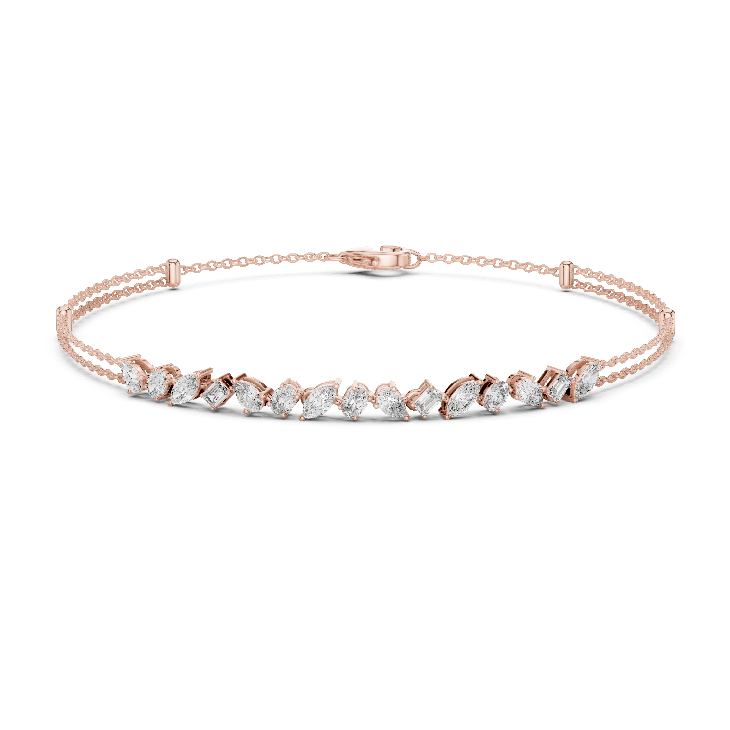 Marquise & Pear Diamond Dual Chain Bracelet