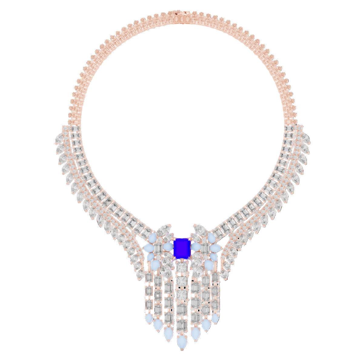 Regal Blue Gemstone and Diamond Statement Necklace