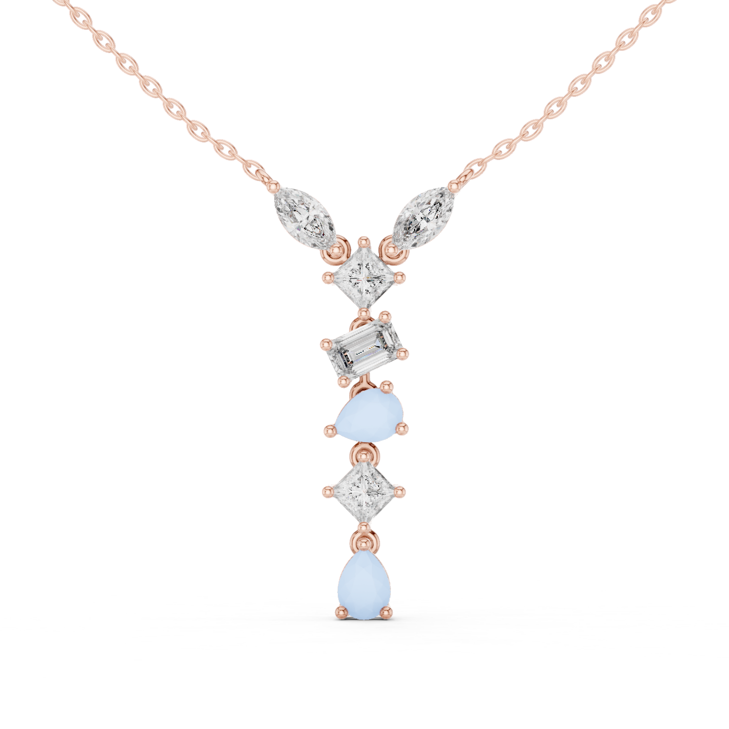 Multi-Cut Diamond Drop Necklace