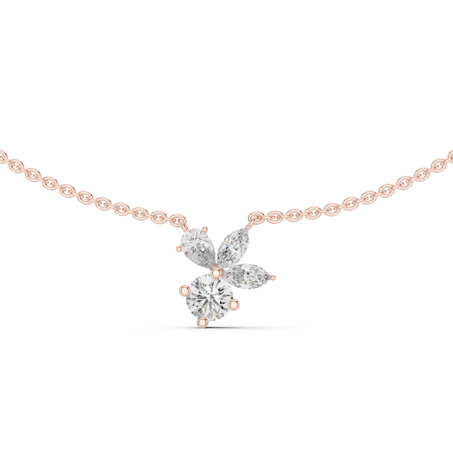 Floral Elegance Diamond Pendant in Rose Gold