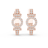 Rose gold diamond circle bar earrings