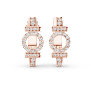 Rose gold diamond circle bar earrings