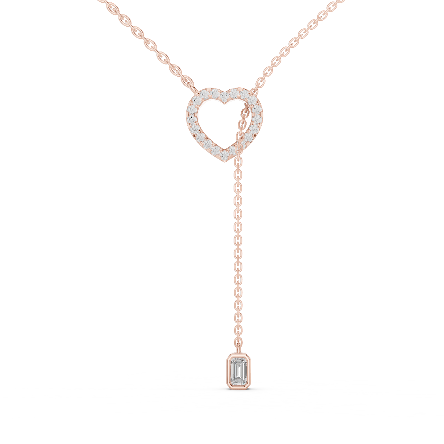 Lover's Knot Open Heart Pendant with Elegant Dangling Gemstone