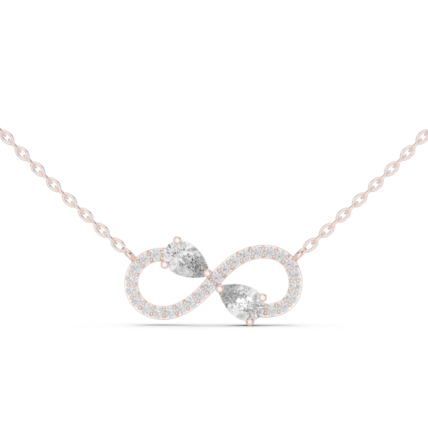 Infinity symbol pendant with pear-shaped diamonds