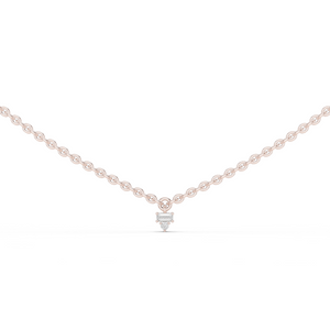 Delicate Rose Gold chain with Trio-Cut Diamond Pendant.