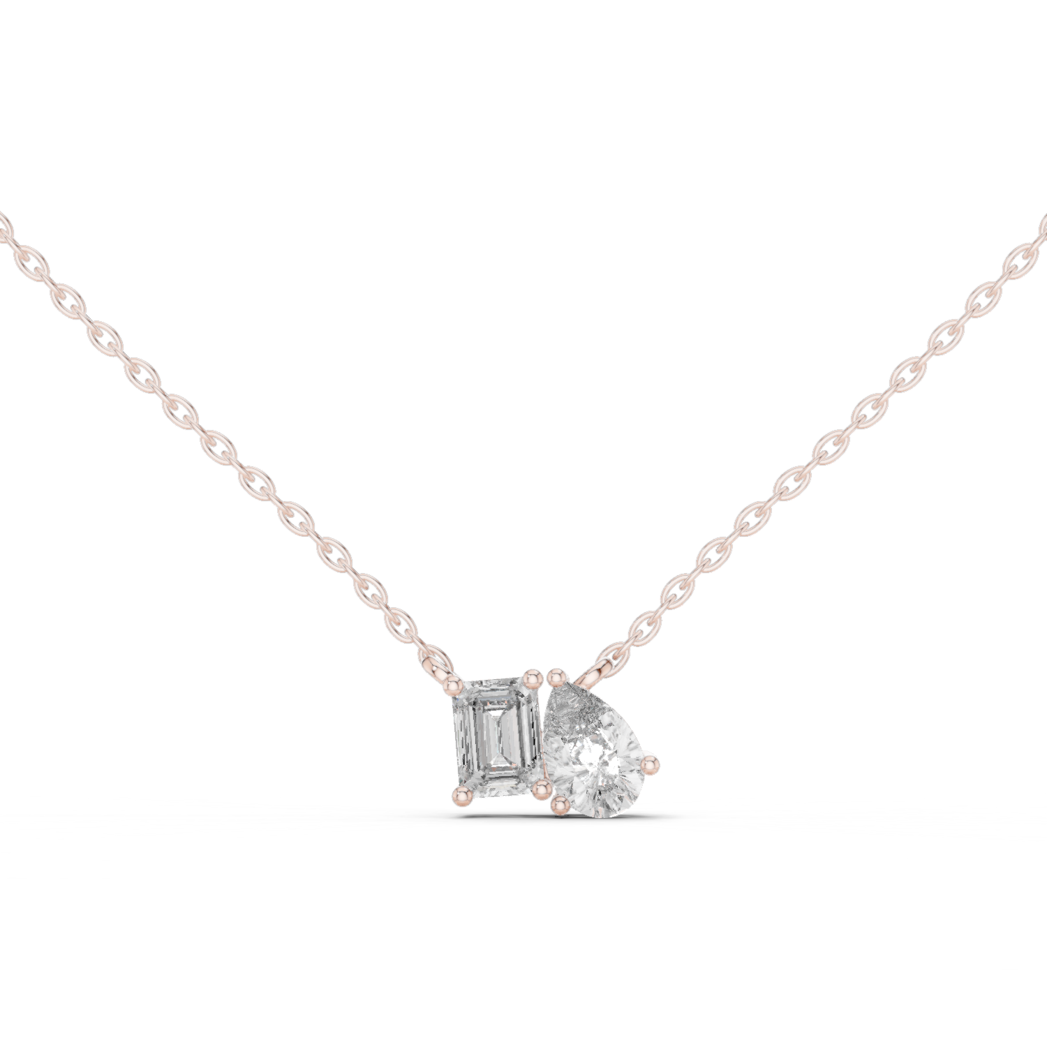 Emerald and pear-cut diamond duo pendant