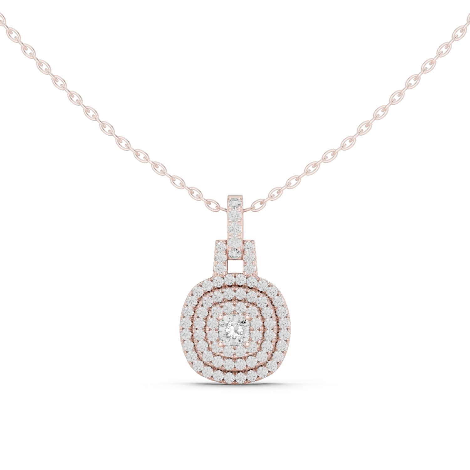 Double Halo Round Diamond Pendant