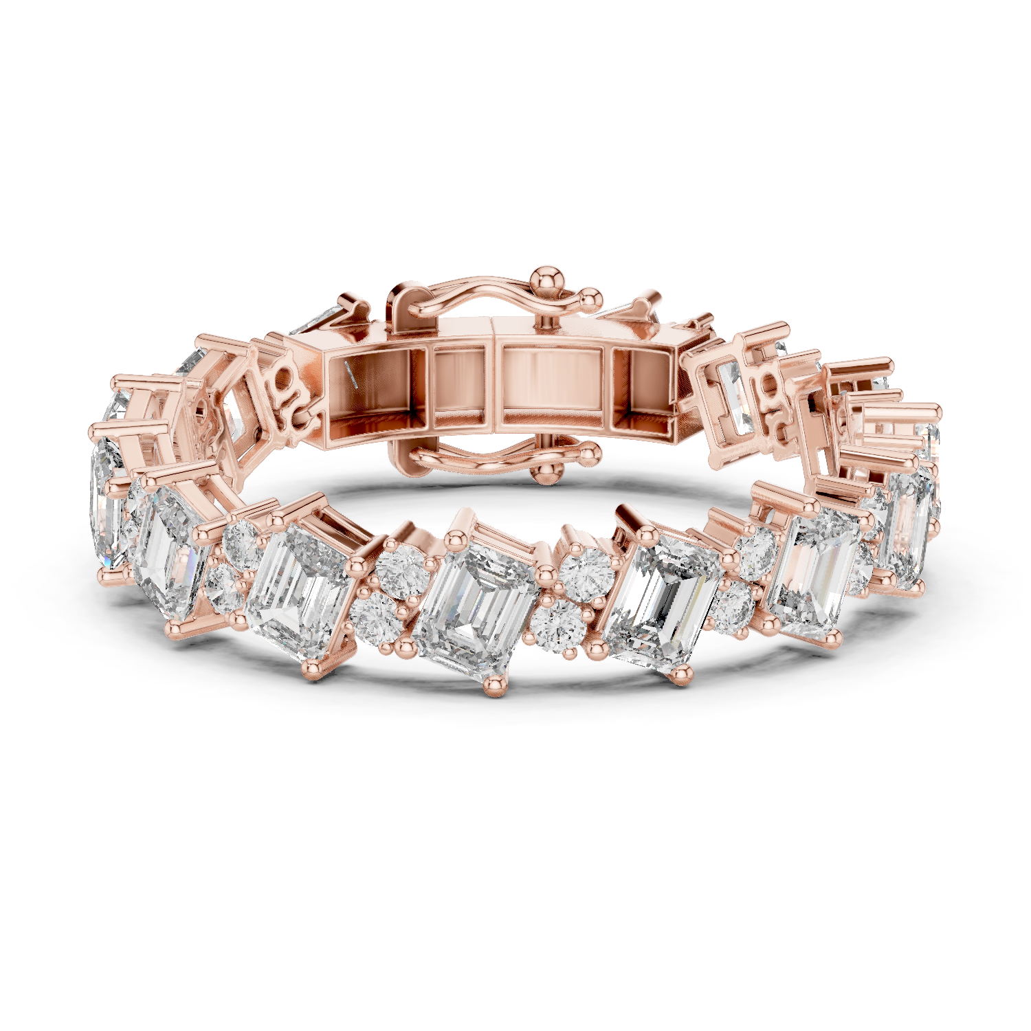 Exquisite Emerald-Cut Diamond Bracelet