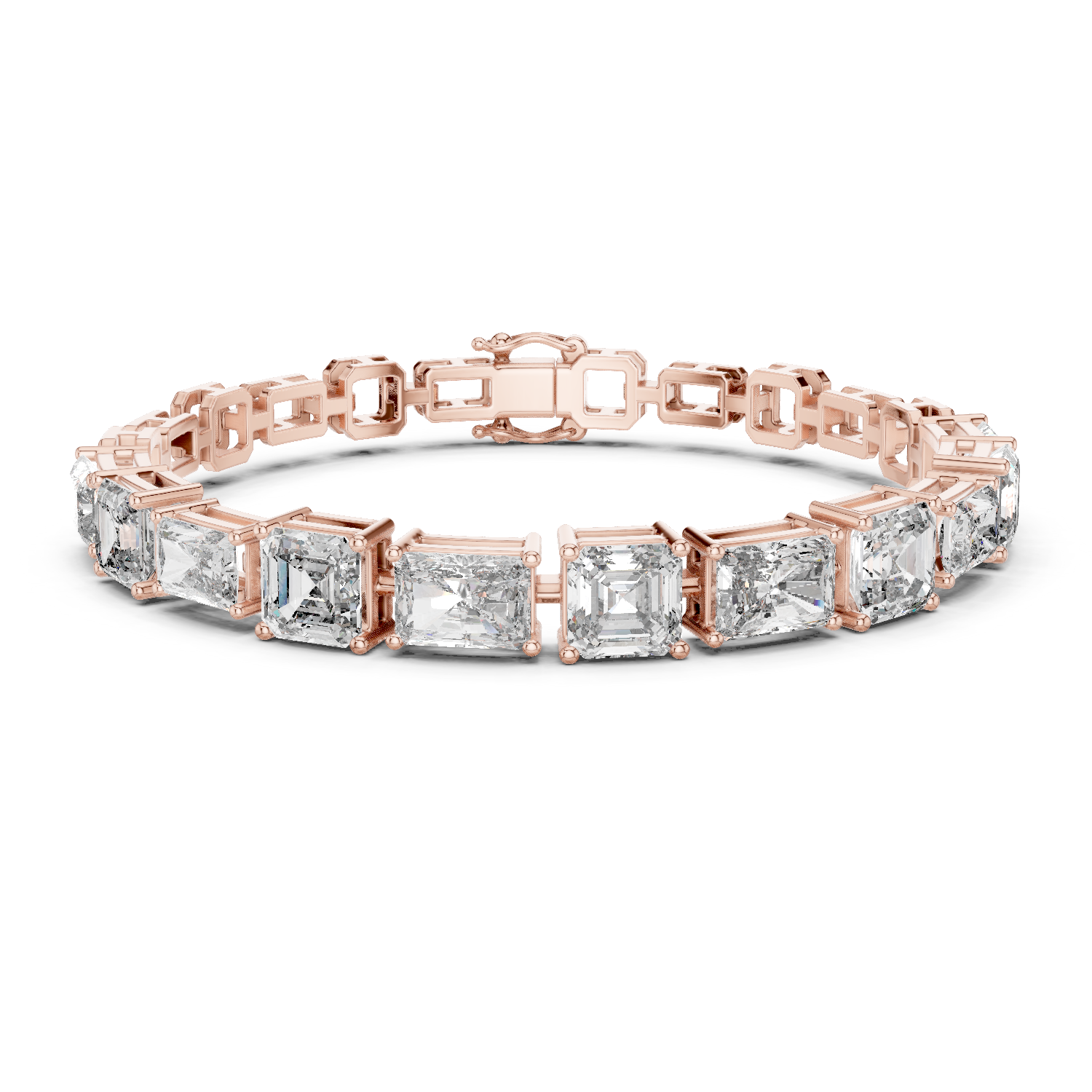 Bracelet with Assorted Emerald and Radiant Cut Diamonds.