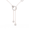 Rose Gold Necklace with Interlocked Diamond Circles and Dangling Charms