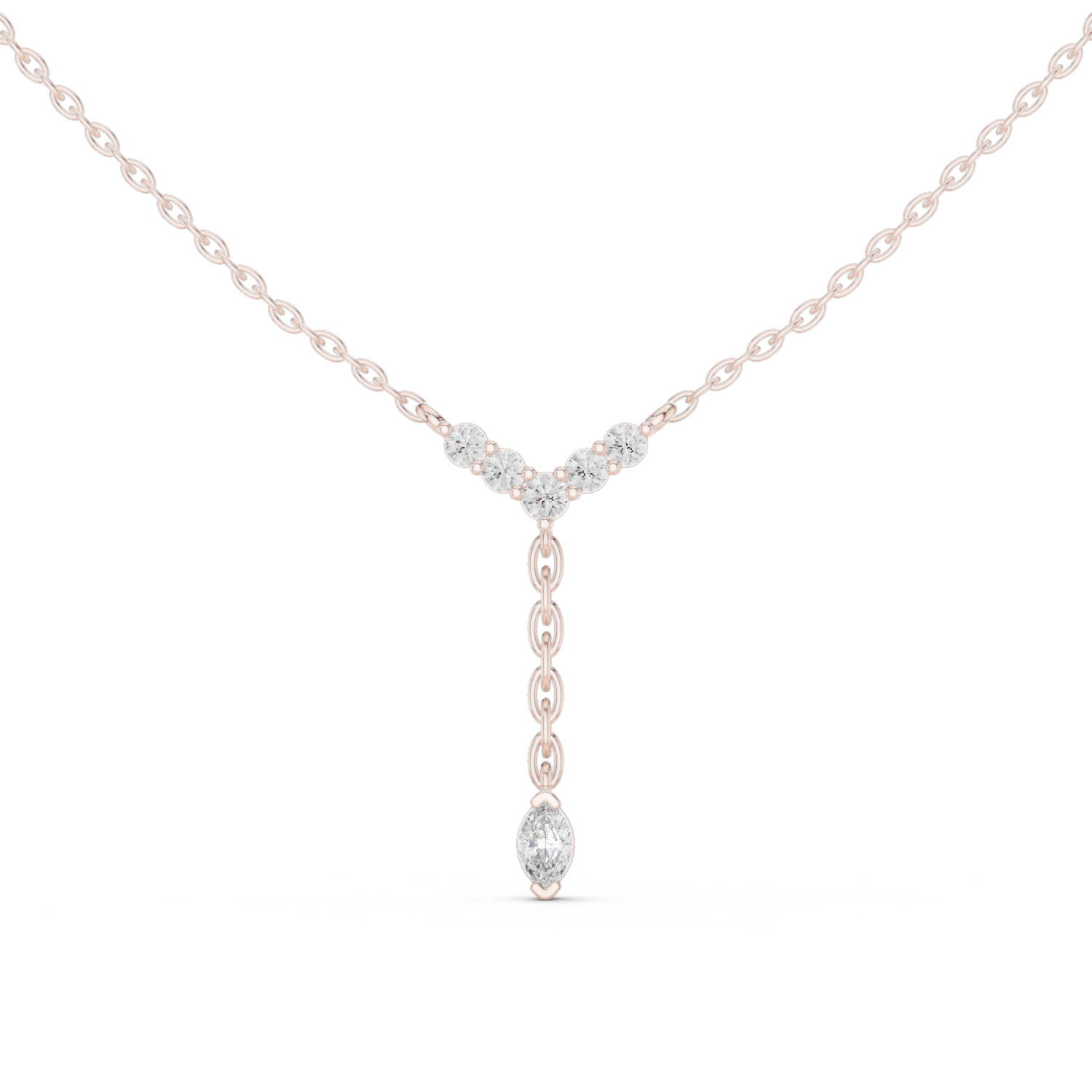 Delicate Y-Drop pendant with Marquise and Round Diamonds