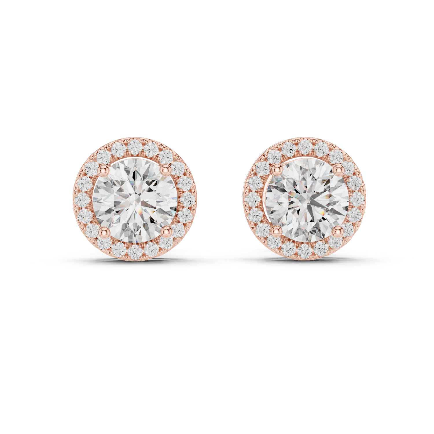 Radiant Rose Halo Diamond Studs