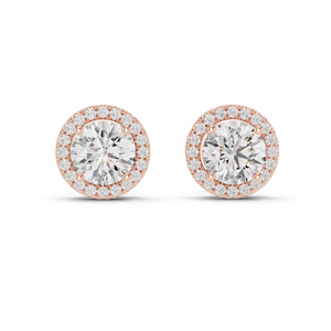 Radiant Rose Halo Diamond Studs