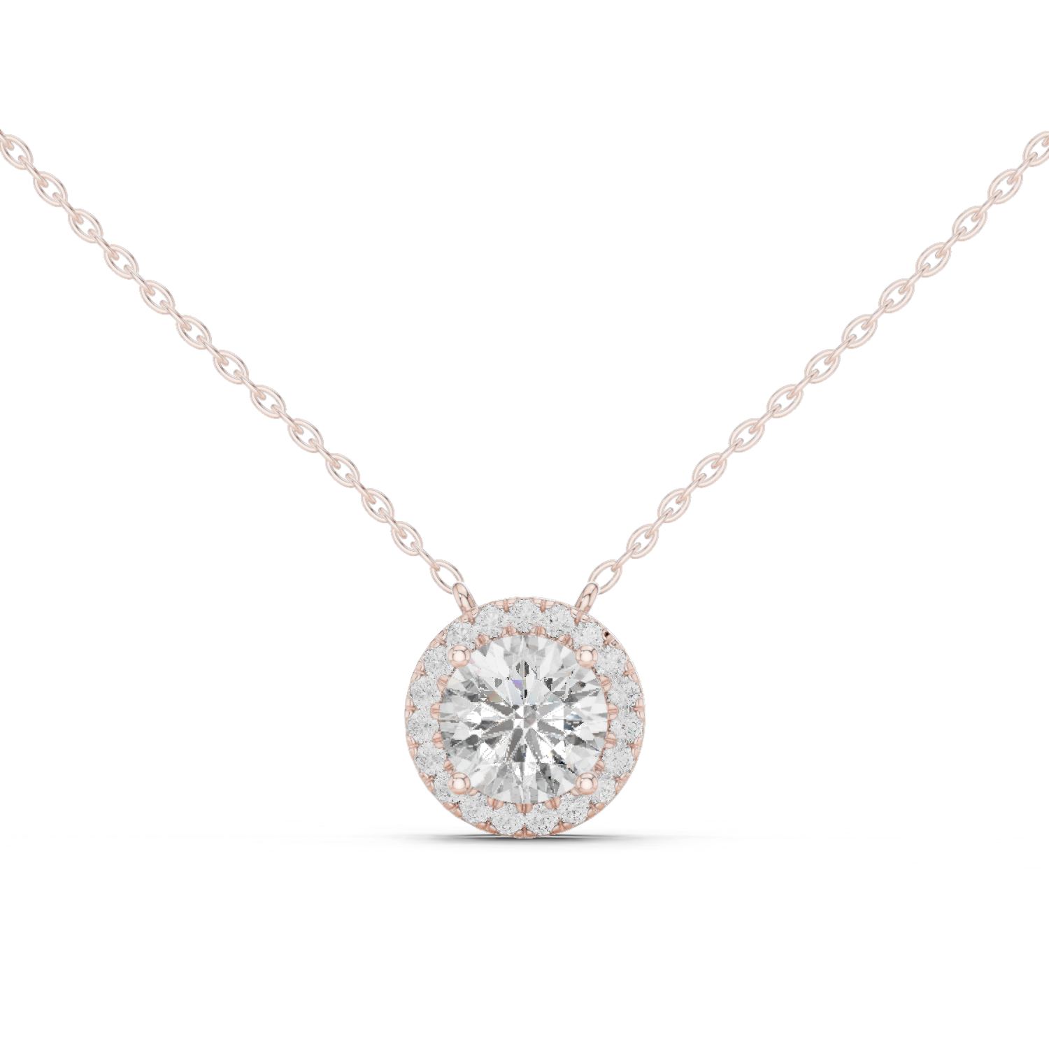 Round Halo Diamond Pendant Necklace