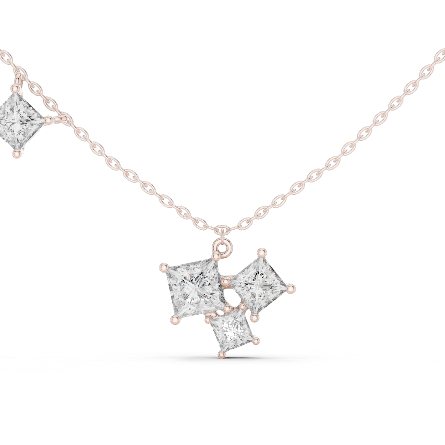 Clustered Princess-Cut Diamond Pendant