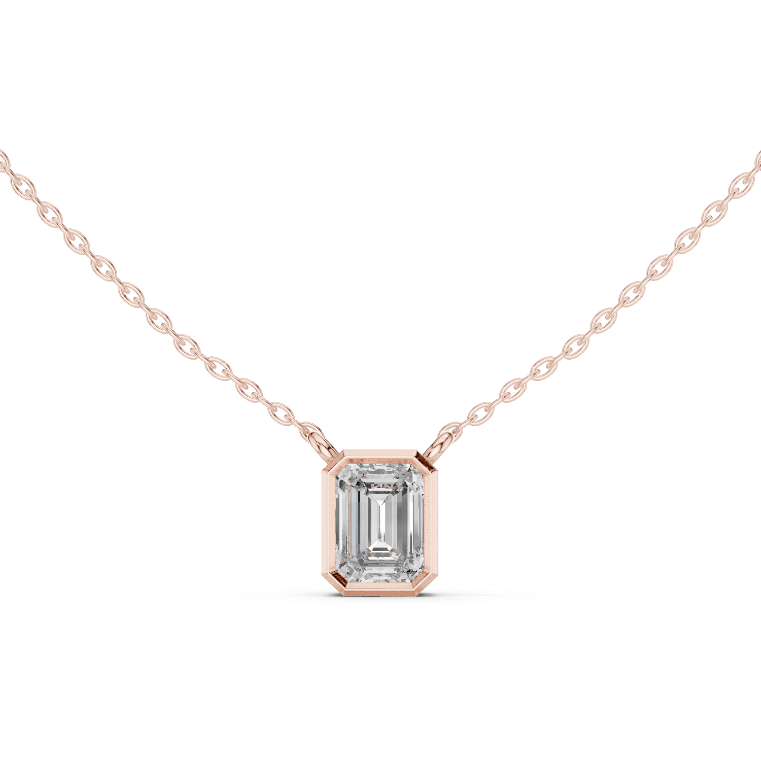 Emerald-Cut Bezel-Set Diamond Pendant