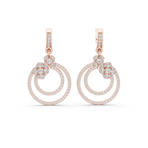 Rose Gold Double Hoop Diamond Earrings