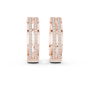 Rose Gold Double Row Diamond Hoop Earrings
