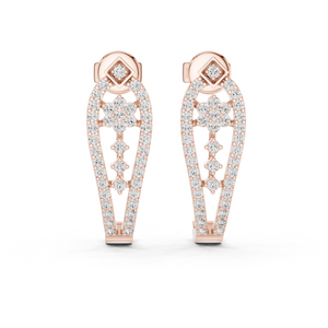 Rose gold diamond floral drop earrings