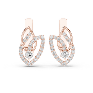 Rose Gold Diamond Leaf Earrings
