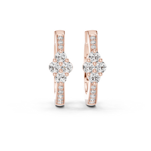 Elegant Rose Gold and Diamond Cluster Hoop Earrings