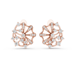 Rose Gold Diamond Floral Spiral Earrings