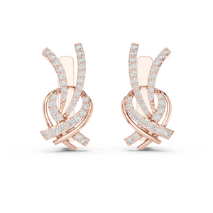 Elegant Rose Gold and Diamond Swirl Earrings