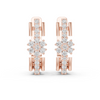 Rose Gold Diamond Floral Cluster Hoop Earrings