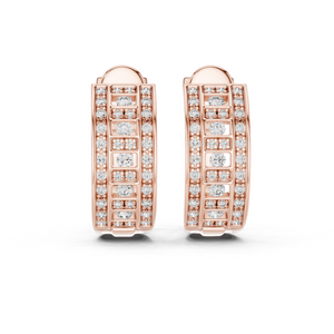 Rose Gold Diamond Geometric Hoop Earrings