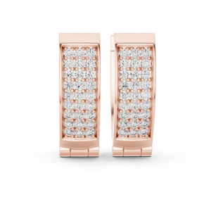 Rose Gold Diamond Pav‚ Hoop Earrings