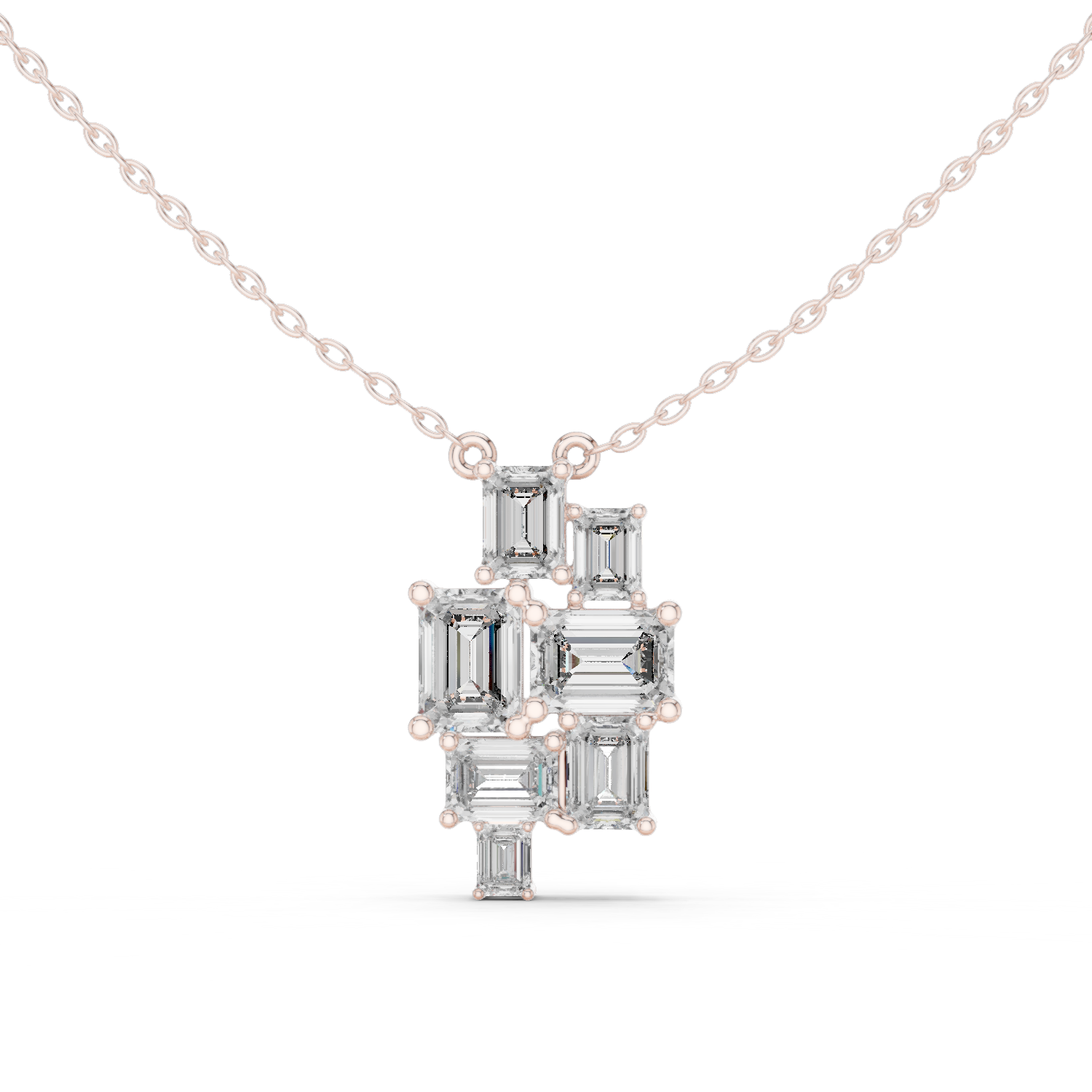 Clustered Emerald-Cut Diamond Pendant