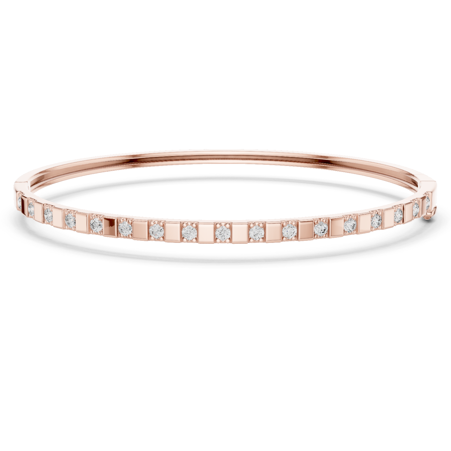 Minimalist Rose Gold Bangle with Channel-Set Diamonds