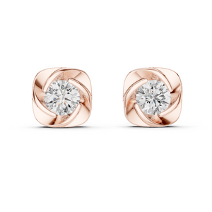 Diamond Stud Earrings with Swirl Design